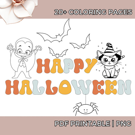 20+ Simple Sassy Retro Letter Halloween Coloring Book Pages For Adults And Teens Printable Coloring Sheets In PDF & PNG Procreate Digital
